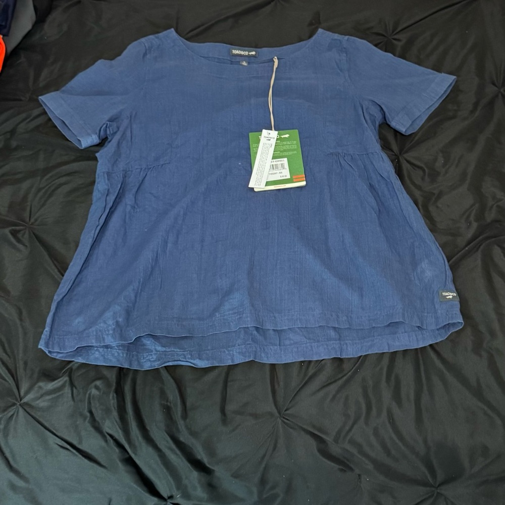 Toad&Co Navy Blue Short Sleeve Blouse